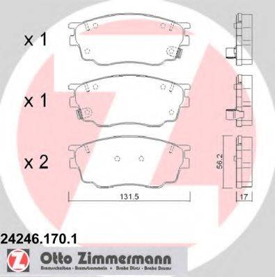 Комплект гальмівних колодок, дискове гальмо ZIMMERMANN 24246.170.1