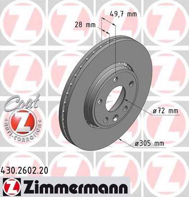 гальмівний диск ZIMMERMANN 430.2602.20