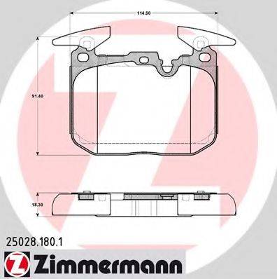 Комплект гальмівних колодок, дискове гальмо ZIMMERMANN 25028.180.1