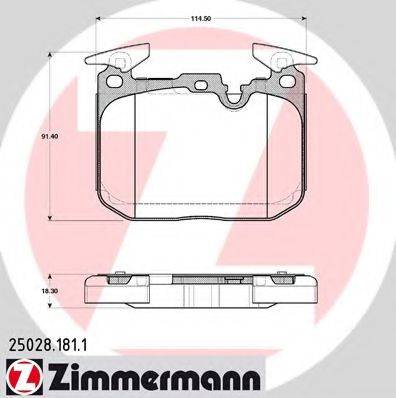 Комплект гальмівних колодок, дискове гальмо ZIMMERMANN 25028.181.1