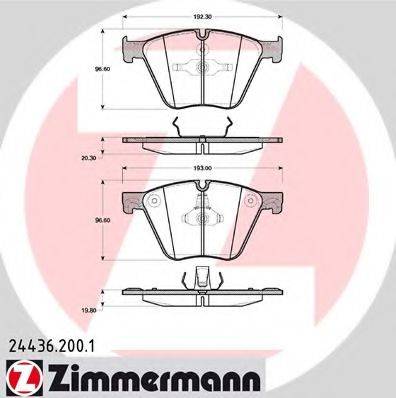 Комплект гальмівних колодок, дискове гальмо ZIMMERMANN 24436.200.1