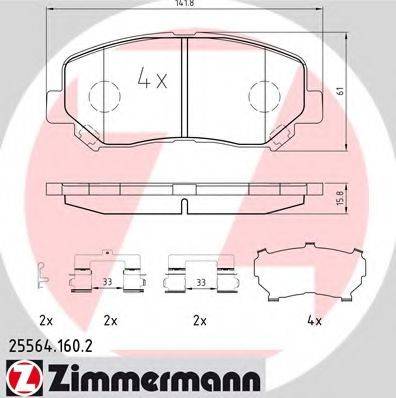 Комплект гальмівних колодок, дискове гальмо ZIMMERMANN 25564.160.2