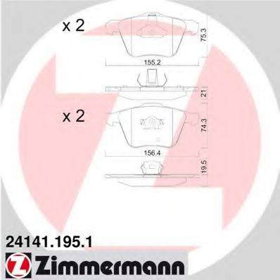 Комплект гальмівних колодок, дискове гальмо ZIMMERMANN 24141.195.1