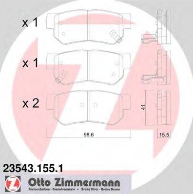 Комплект гальмівних колодок, дискове гальмо ZIMMERMANN 23543.155.1