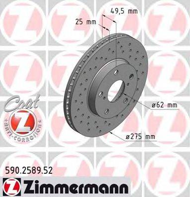 гальмівний диск ZIMMERMANN 590.2589.52