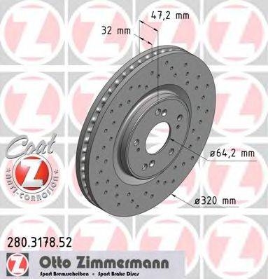 гальмівний диск ZIMMERMANN 280.3178.52