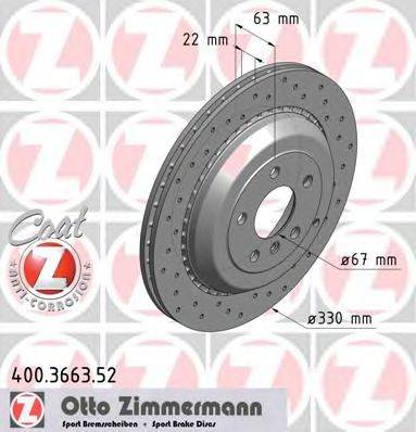 гальмівний диск ZIMMERMANN 400.3663.52