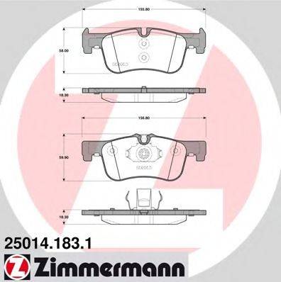 Комплект гальмівних колодок, дискове гальмо ZIMMERMANN 25014.183.1