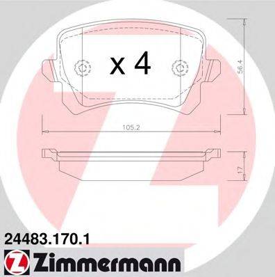 Комплект гальмівних колодок, дискове гальмо ZIMMERMANN 24483.170.1